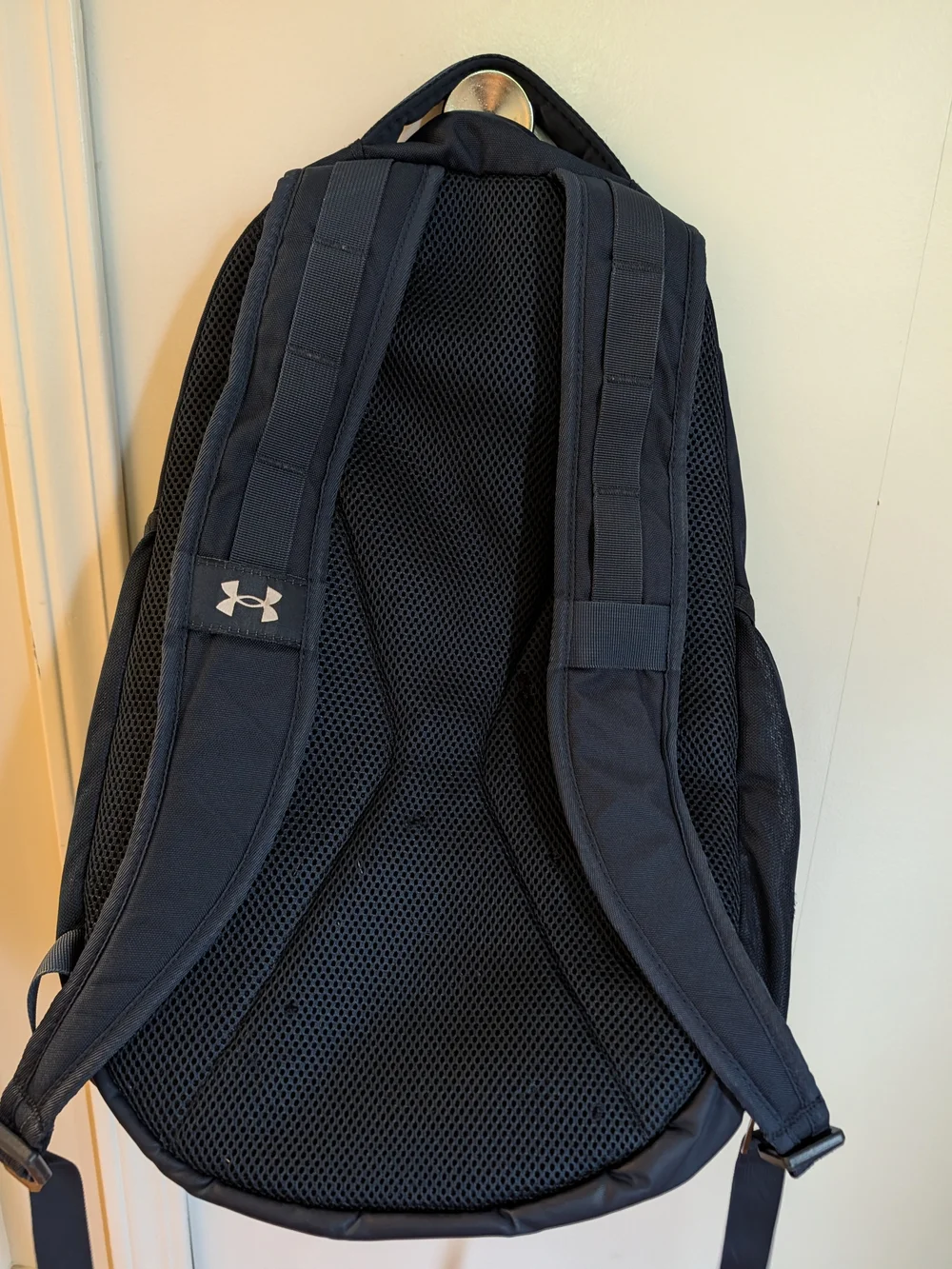 Under Armour Hustle 5.0 Navy blue Backpack with Silver Logo